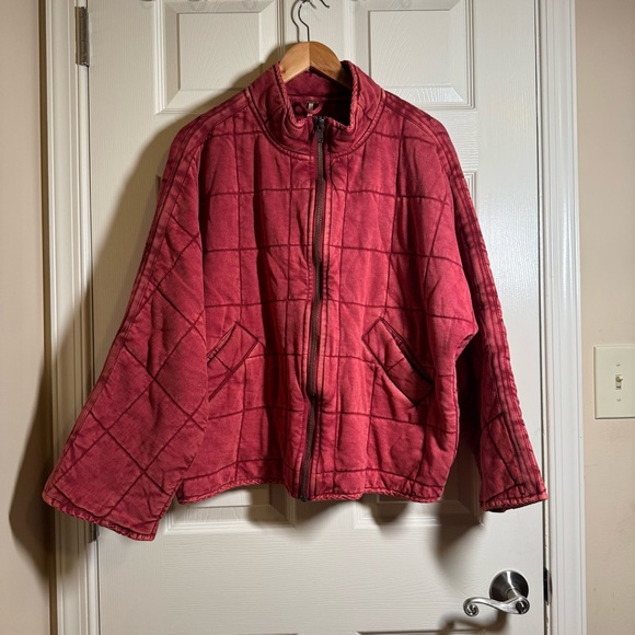 RARE Free People Dolman Quilted Knit Jacket Top Oversized Zip-up Slouchy Size S - Picture 5 of 14